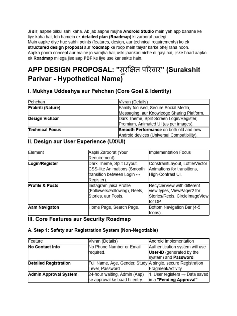 Android App Development Roadmap: Surakshit Parivar | PDF | Mobile App ...