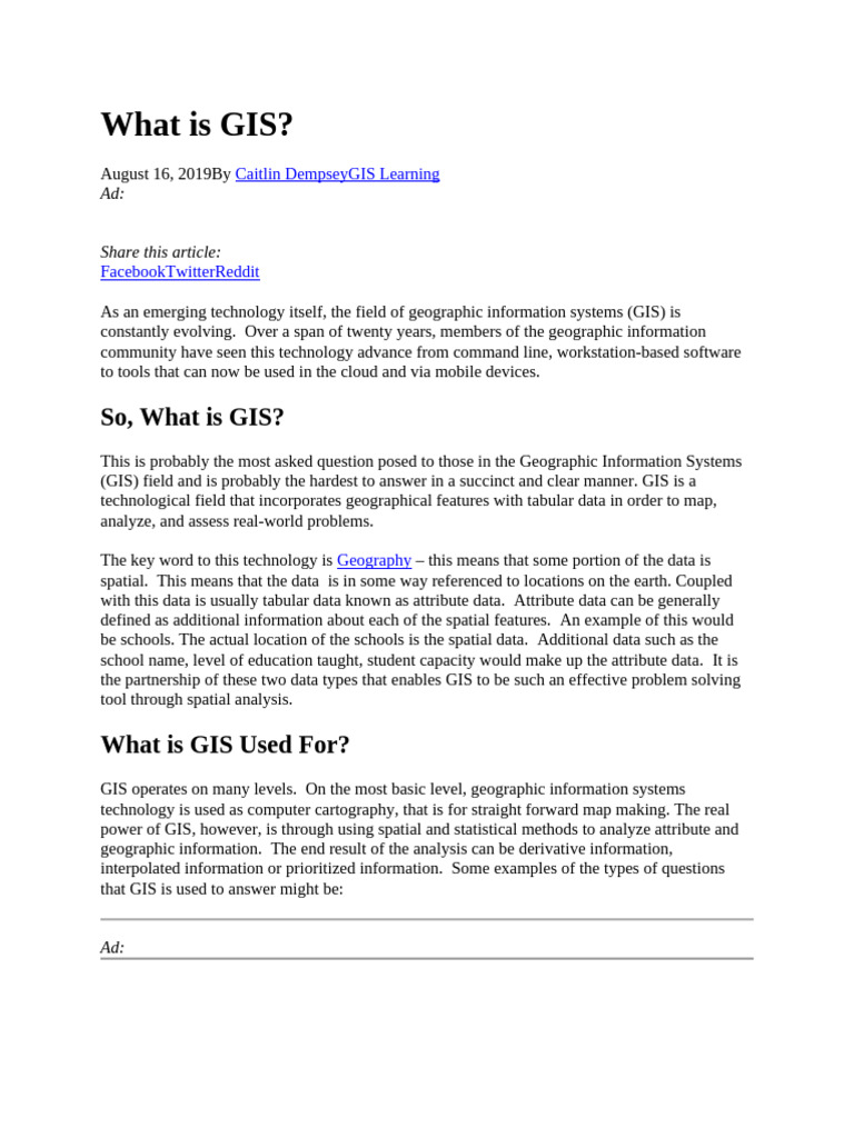 What Is GIS | PDF | Geographic Information System | Geography