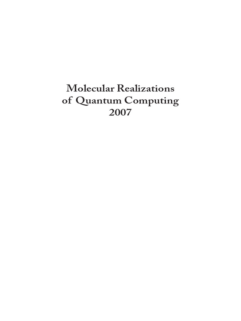 Molecular Realizations of Quantum Computing 2007 | PDF | Relaxation ...