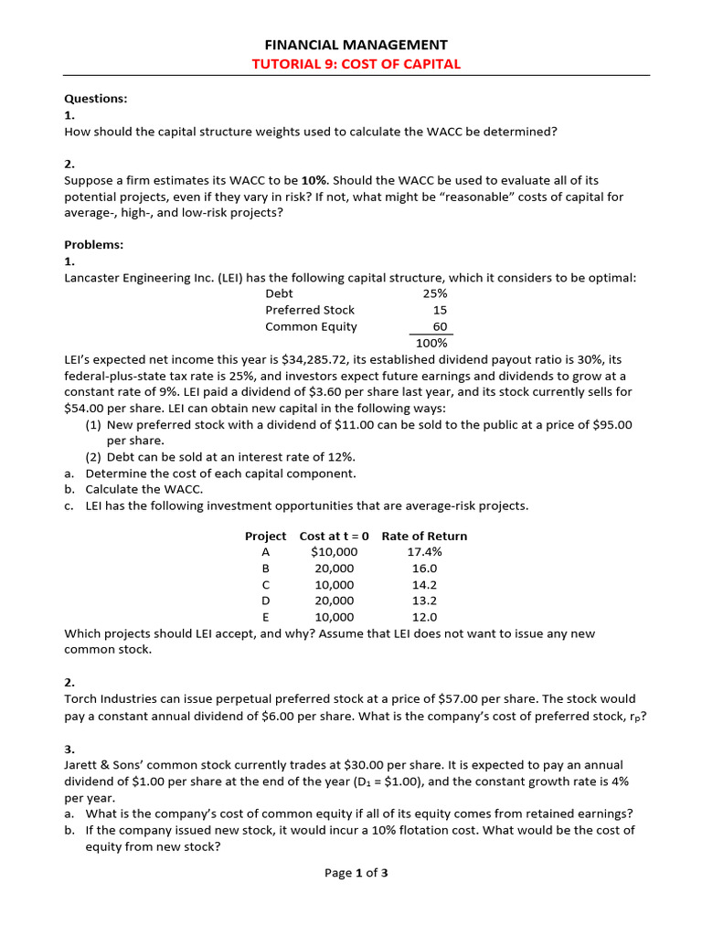 Cost of Capital Analysis and WACC Calculation | PDF | Cost Of Capital ...