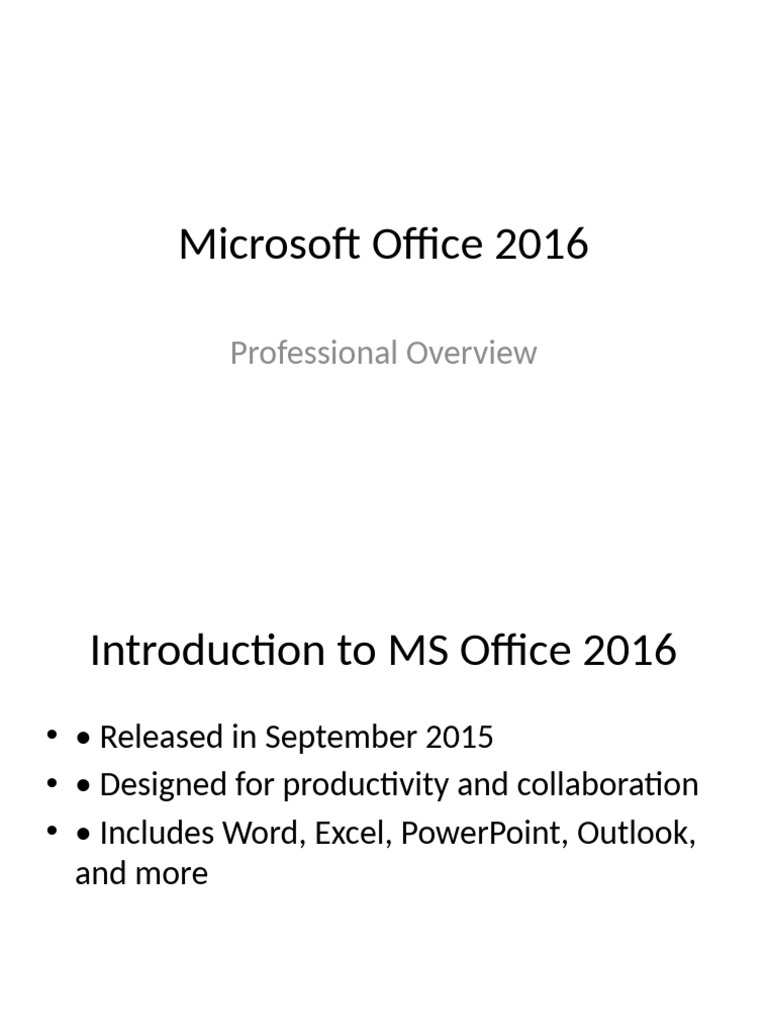 Microsoft Office 2016: Key Features & Overview | PDF