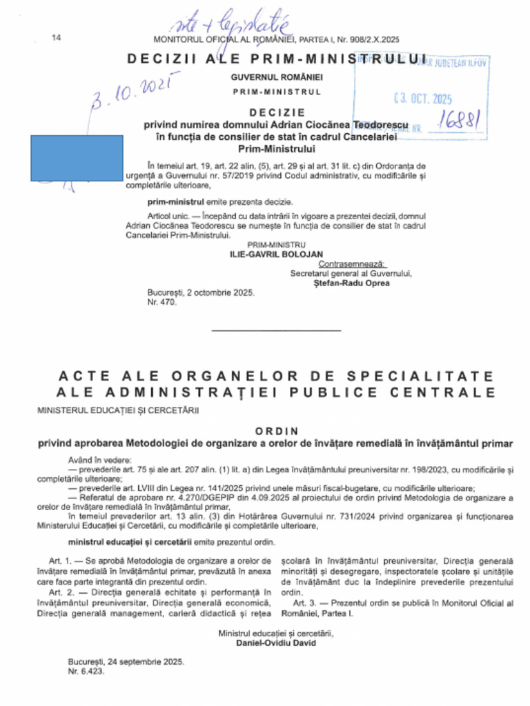 68e05bc88c7cd 16881 Ordinul 6423 Organizarea Orelor Remediale | PDF