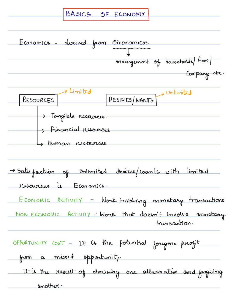 Economics Handwritten Notes Pdf