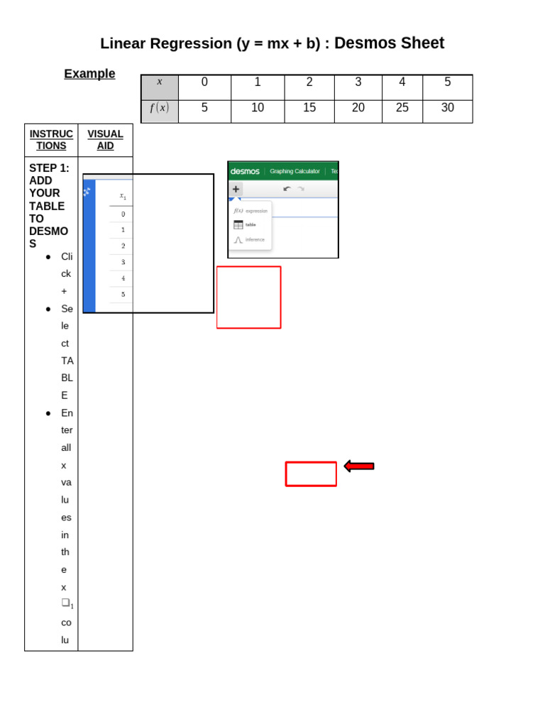 Linear Regression Notes Using Desmos | PDF
