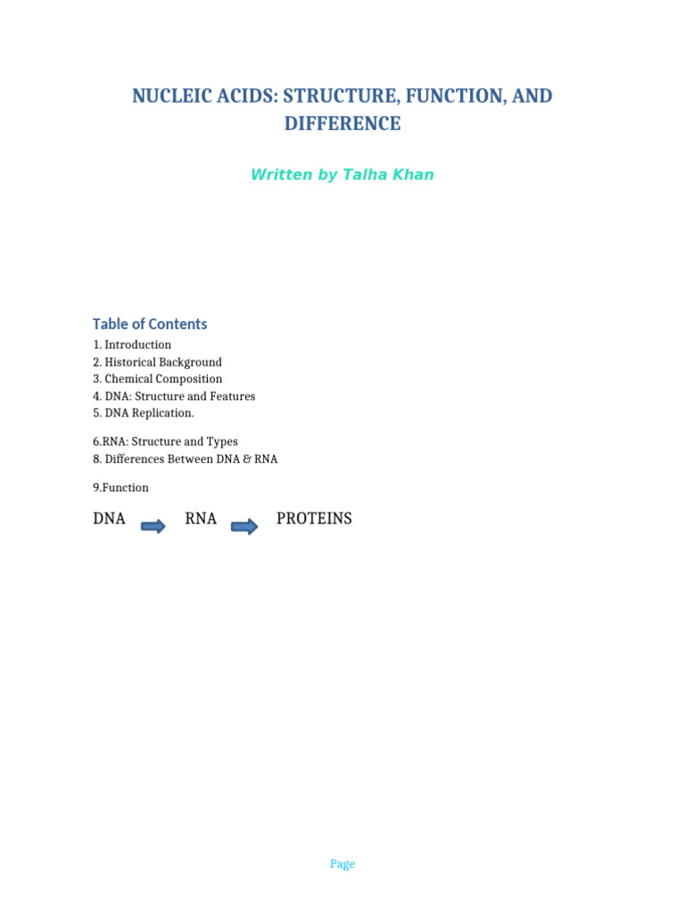 Nucleic Acids Notes by Talha Khan | PDF | Rna | Dna