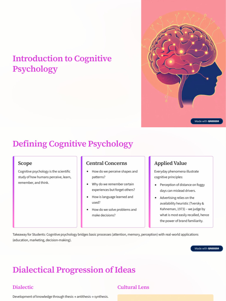 Overview of Cognitive Psychology Concepts | PDF | Psychology | Cognition