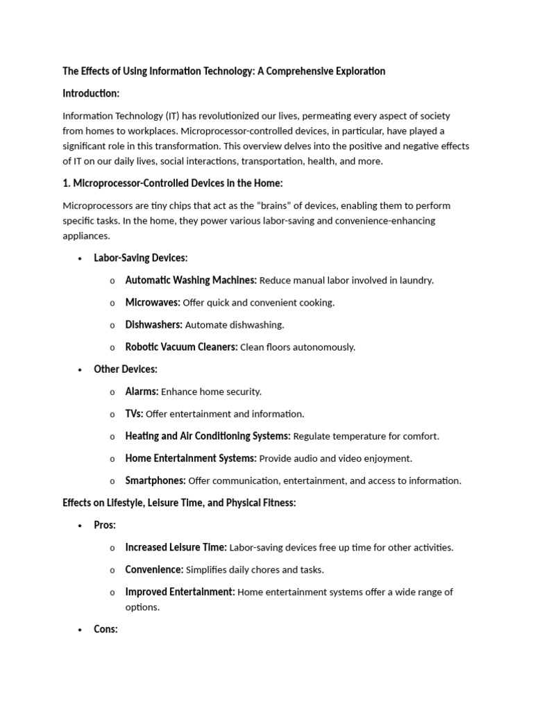 Impact of Information Technology on Daily Life | PDF | Computer ...