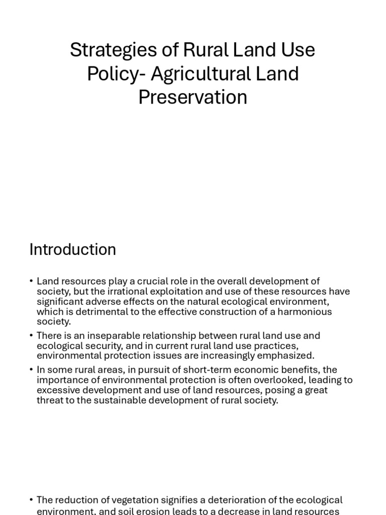 Rural Land Use Strategies for Preservation | PDF | Agriculture | Land Use