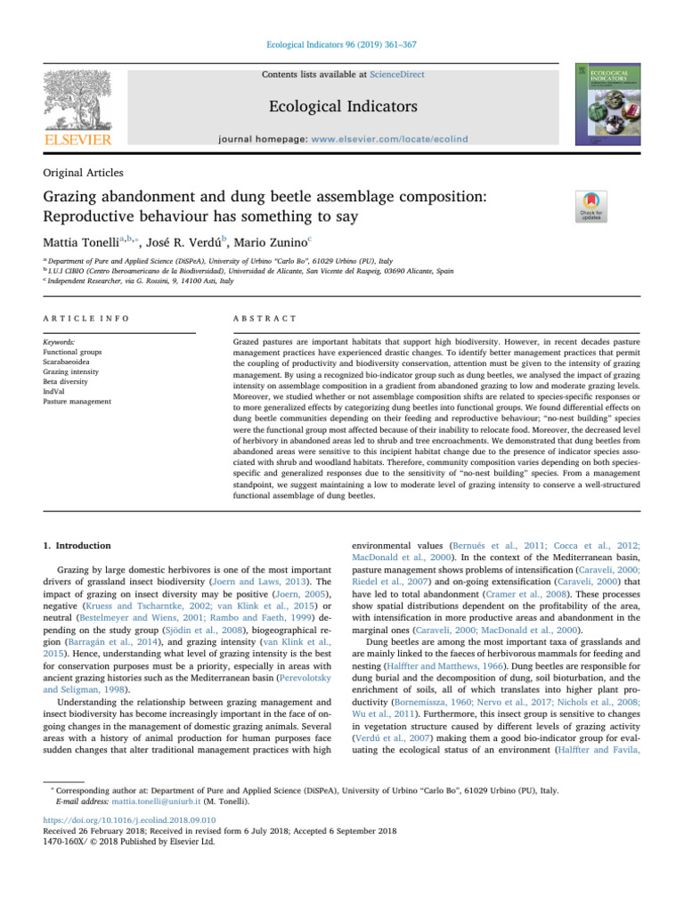 Grazing Impact on Dung Beetle Diversity | PDF | Grazing | Grassland