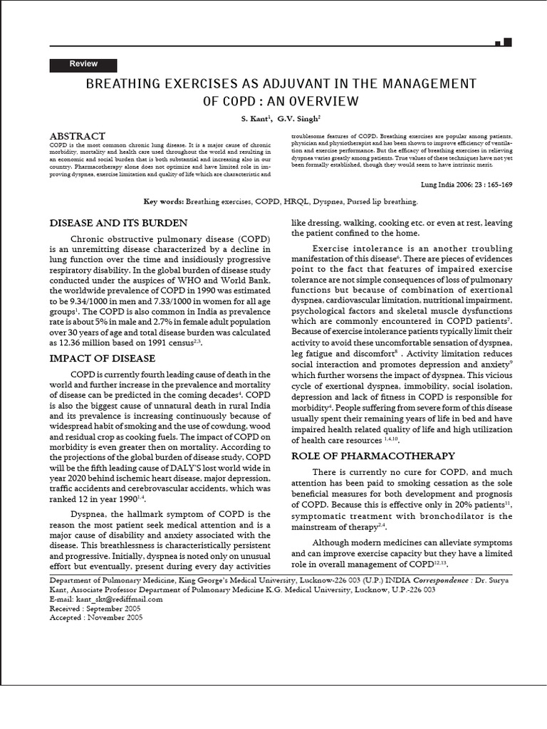 Breathing Exercises for COPD Management | PDF | Chronic Obstructive ...