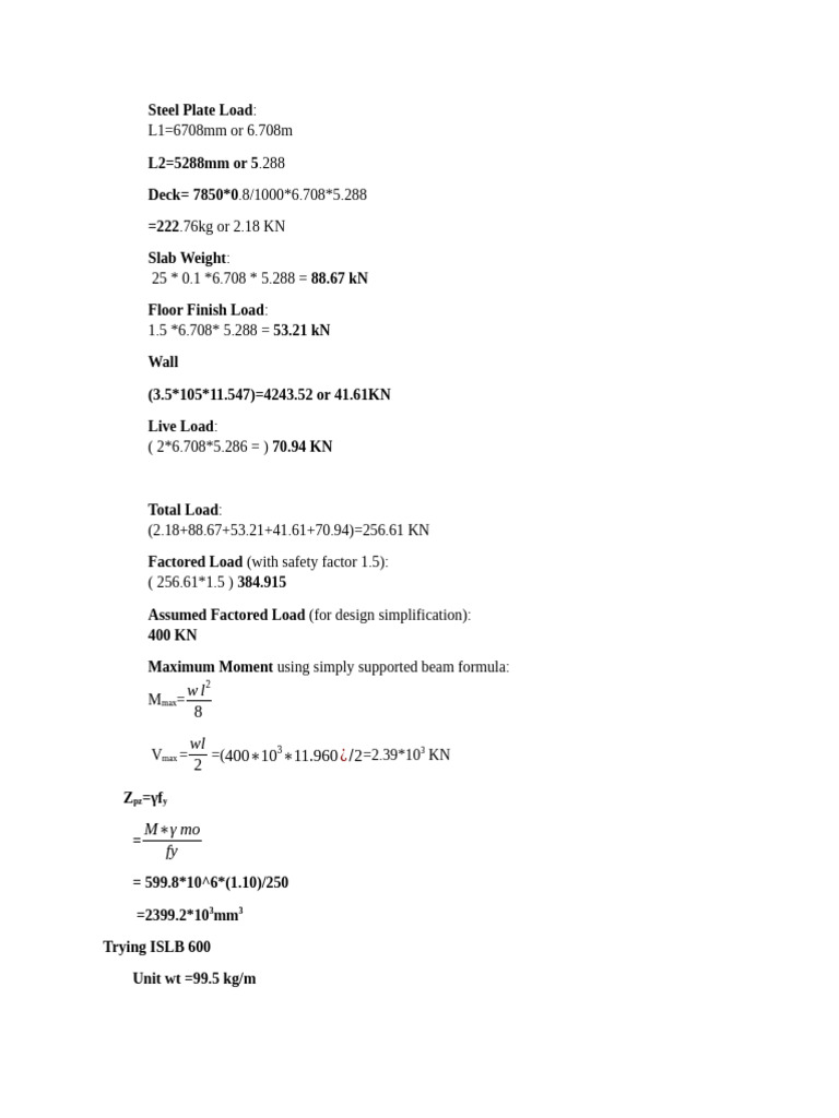 Steel Plate Load Calculation and Design | PDF