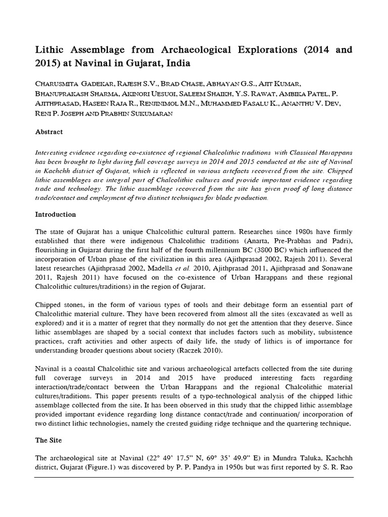 Lithic Analysis of Navinal, Gujarat | PDF | Stone Age