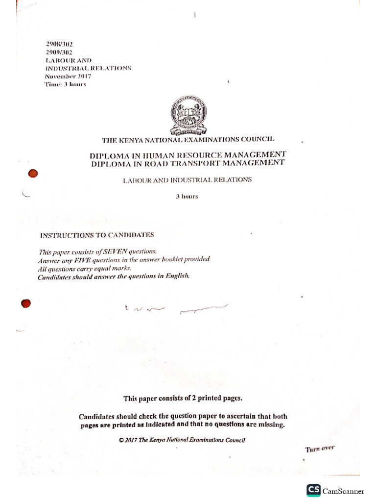 Industrial and Labour Relations Past Papers | PDF | Labor Relations ...