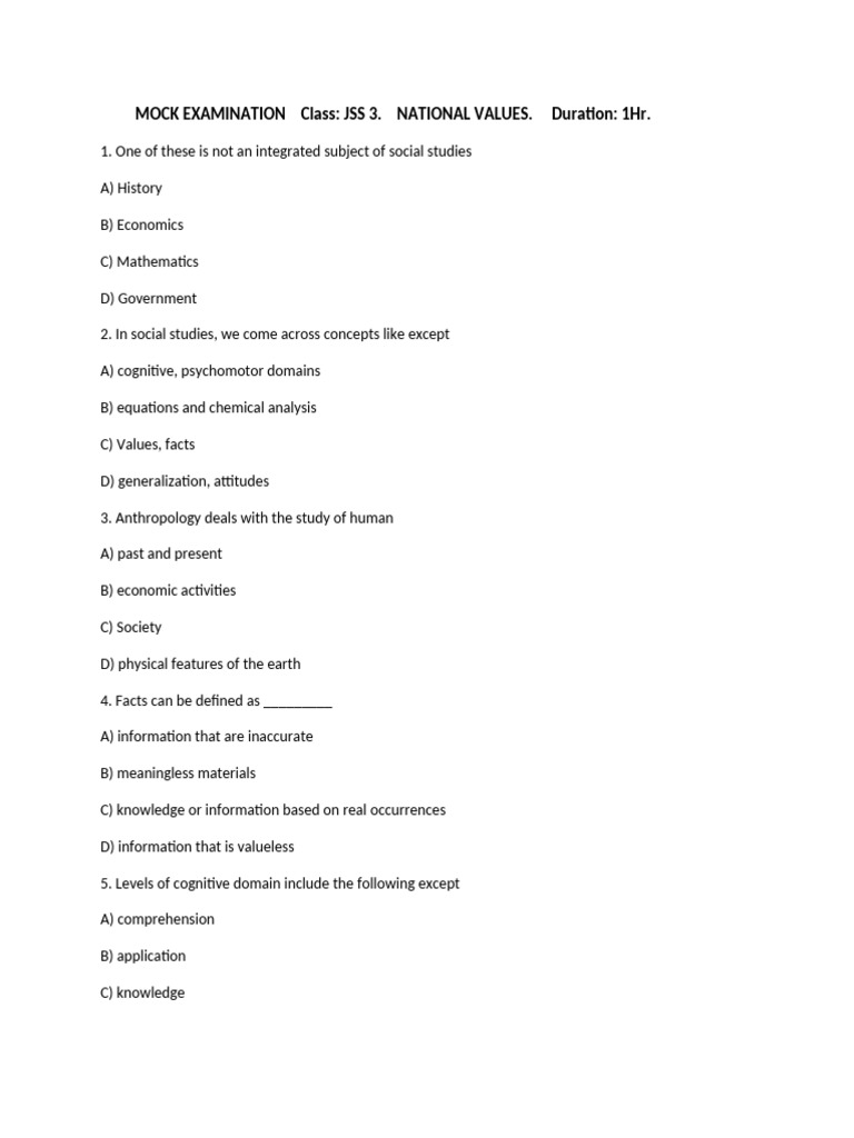 MOCK EXAMINATIO-WPS Office | PDF | Concept | Knowledge