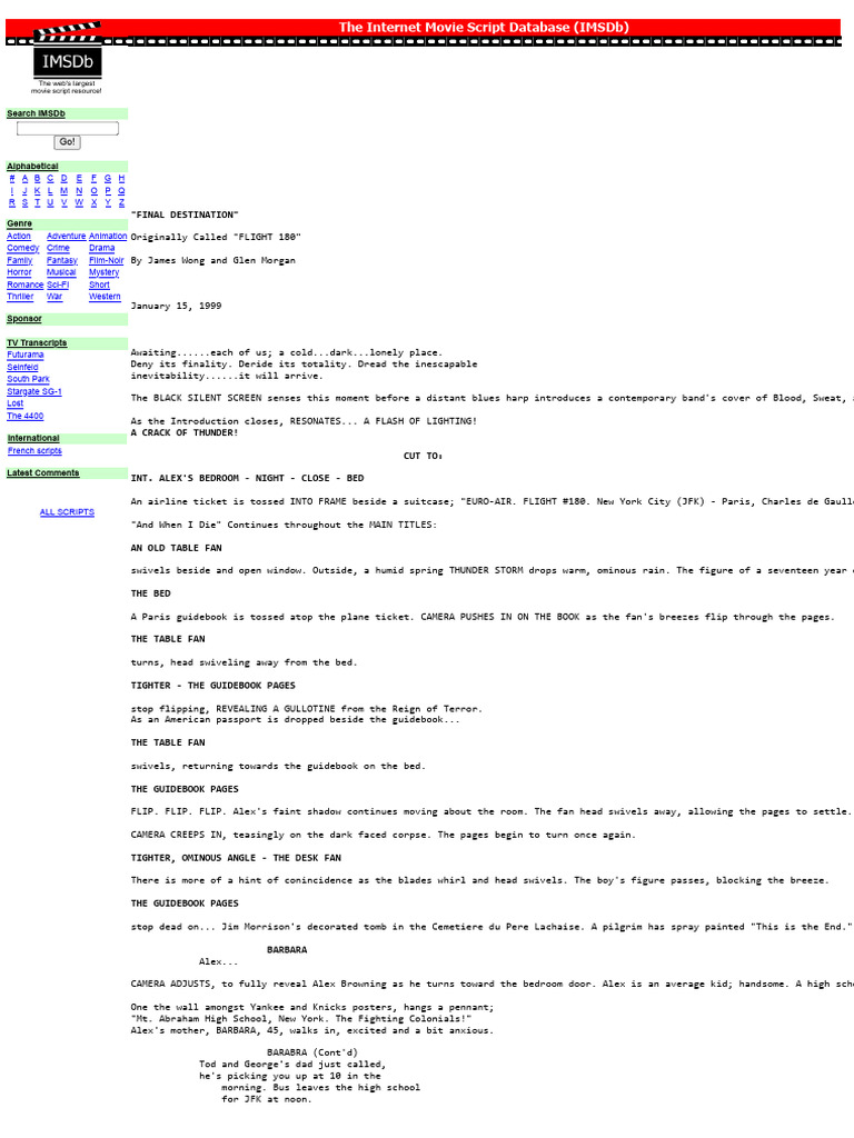 Internet Movie Script Database | PDF