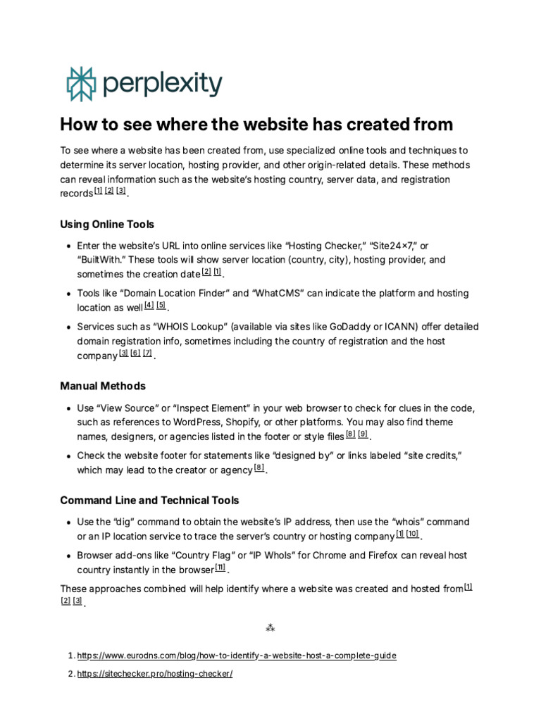 Identify Website Hosting Location | PDF | Internet Standards | Computing