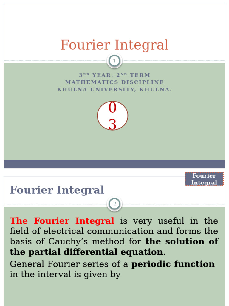 03 Fourier Integrals | PDF | Fourier Series | Integral