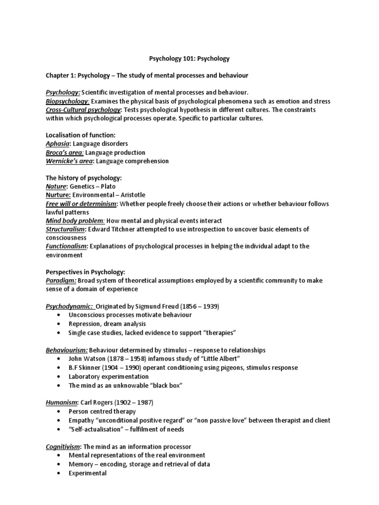 Psychology 101 Psychology Chapter 1 Psychology The Study of Mental