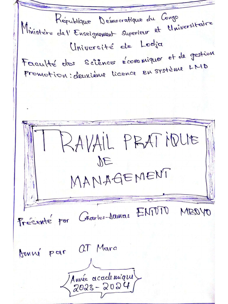 TP de Management. PME ET TPE Selon La Charte en RDC. | PDF