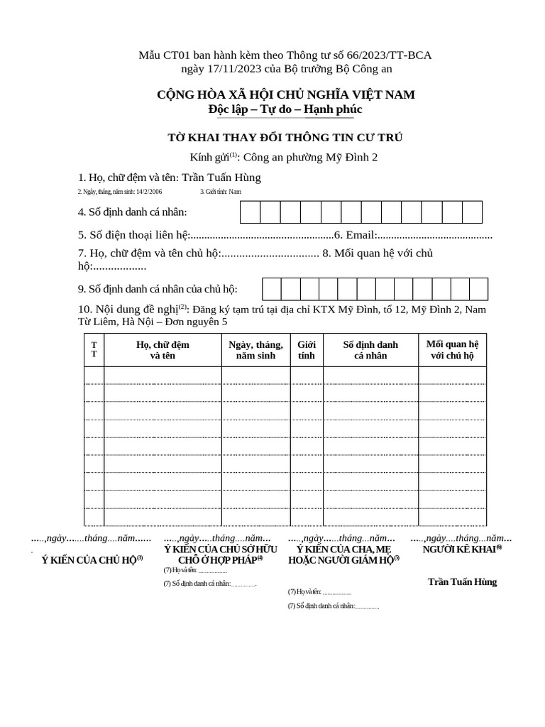 Mẫu CT01 - 66 | PDF