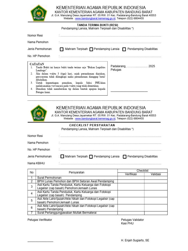 Form Pengajuan Mahram - Pendamping | PDF
