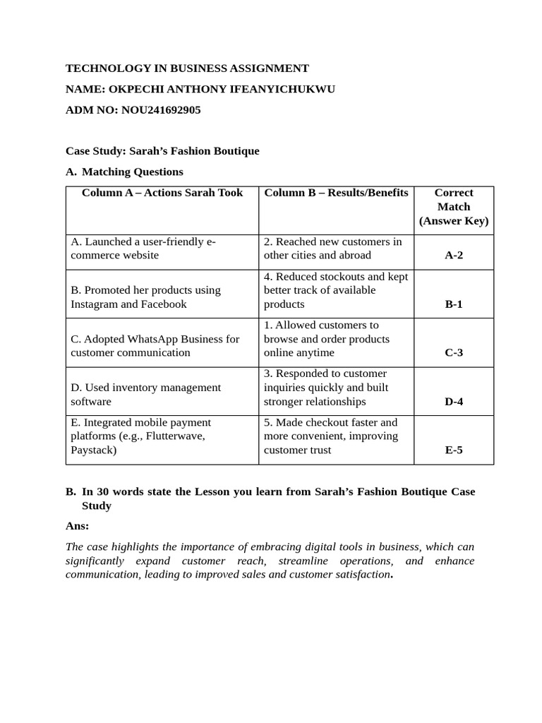 NEE008 Technology in Business Assignment | PDF