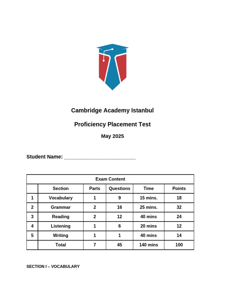 Cambridge Academy Proficiency Test 2025 | PDF | Maya Civilization | News