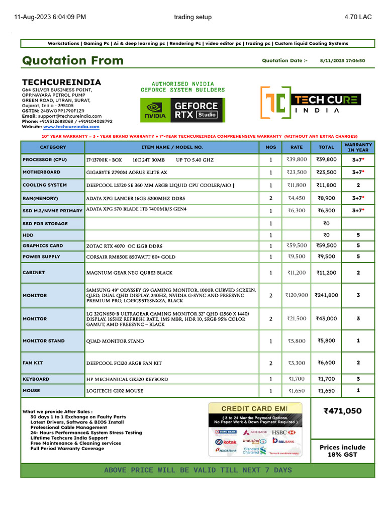 Custom Trading PC Quotation 2023 | PDF | Personal Computers | Computer ...