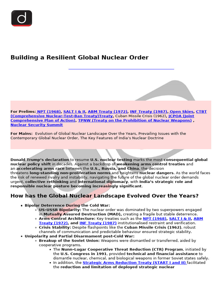 Building A Resilient Global Nuclear Order: How Has The Global Nuclear ...