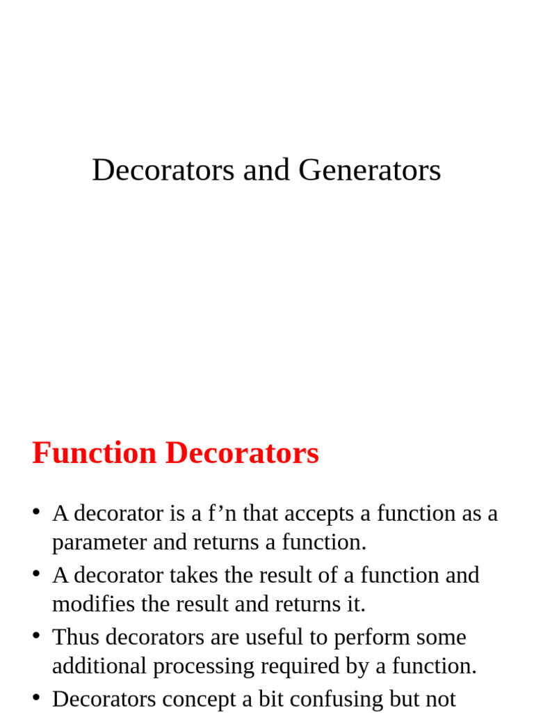 Understanding Python Decorators and Generators | PDF | Function ...