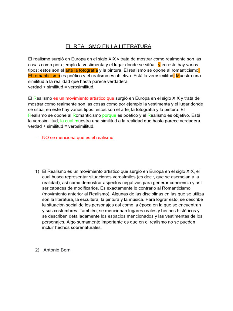 Lengua 16 - 5 | PDF | Realismo (Artes) | Romanticismo
