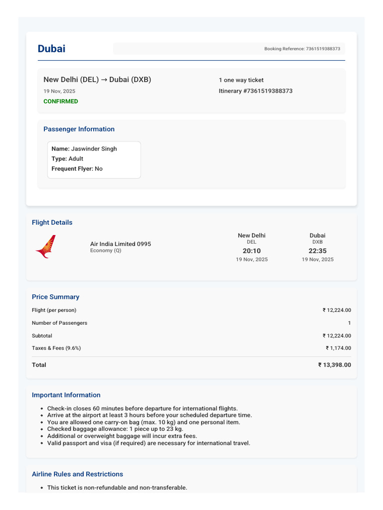Your Flight Ticket Reservation | PDF | Aviation