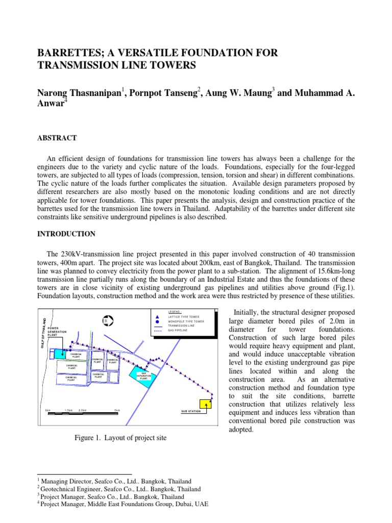 Barrette Foundations for Transmission Towers | PDF | Science ...