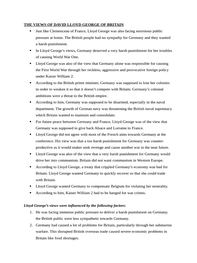 Unit 3 - Lloyd George's Views 2 | PDF | German Empire | David Lloyd George