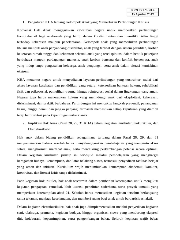 Perkembangan, Kebutuhan Dan Hak Anak Di SD | PDF