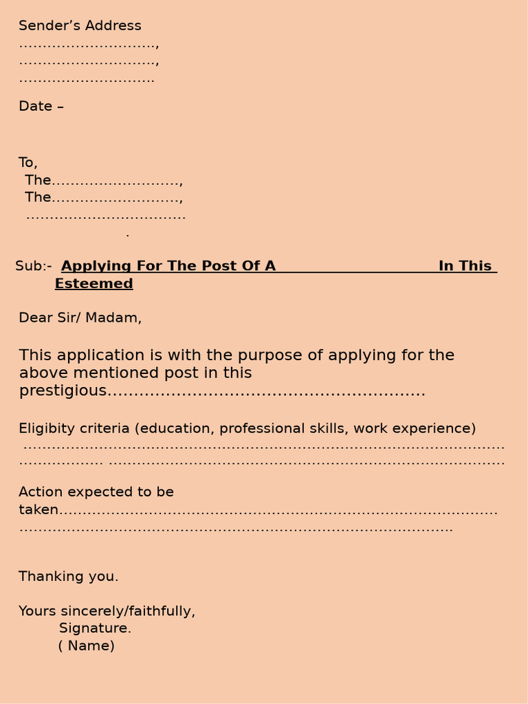 Job Application Template Format | PDF