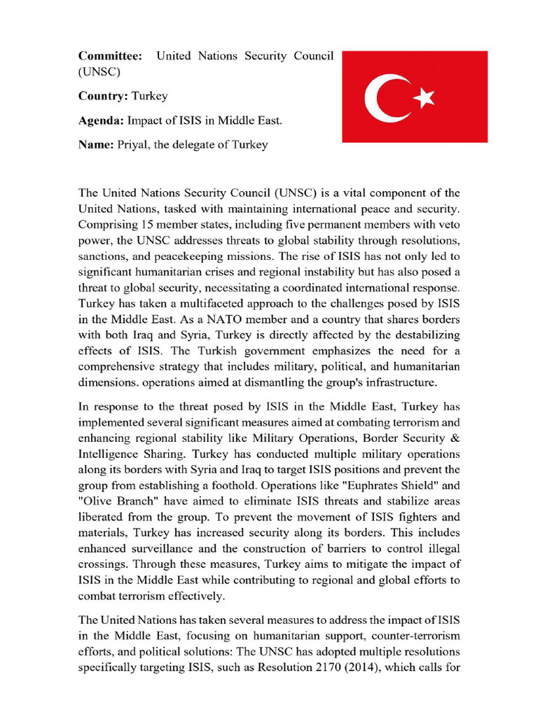 Turkey Position Paper, Roll No 19 | PDF