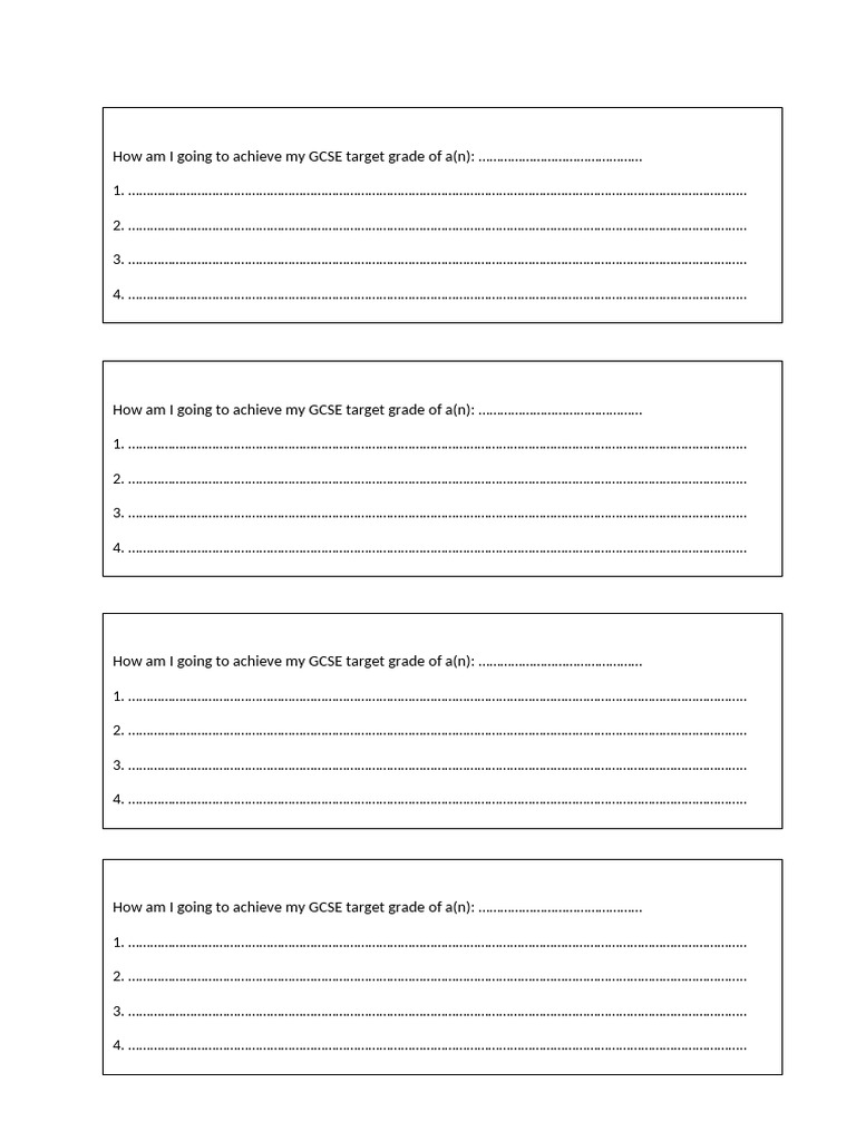 GCSE Target Grade Slips | PDF