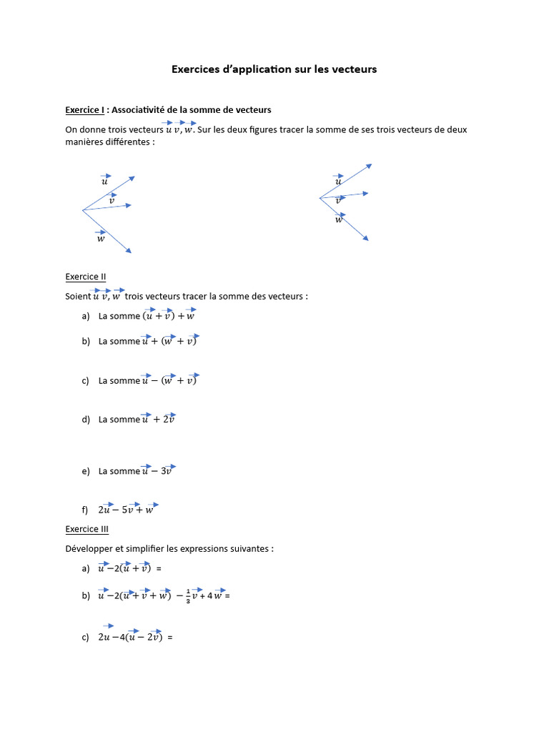 Vecteurs Exercices D'application I | PDF