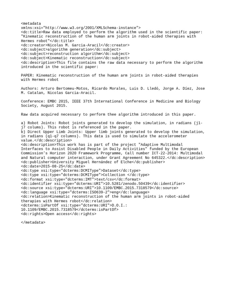 Raw Data EMBC AIDE Metadata | PDF