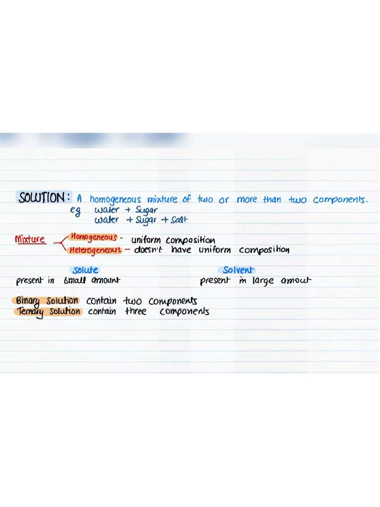 Solutions Revesion Notes | PDF