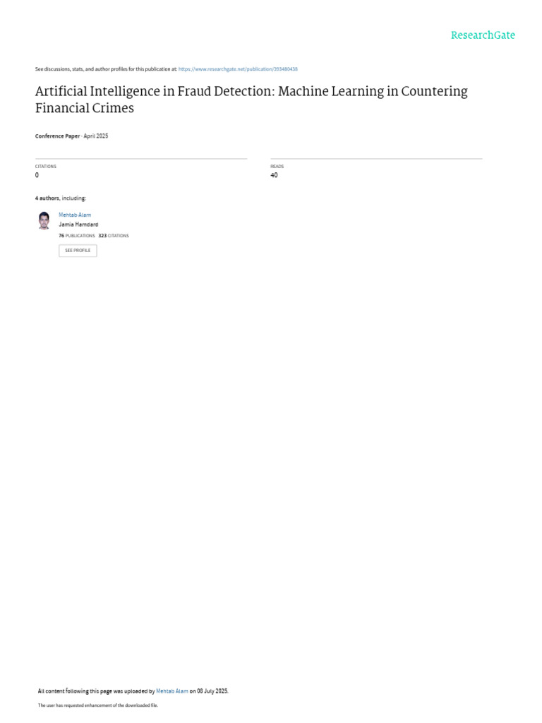 AI and Machine Learning in Fraud Detection | PDF | Deep Learning ...