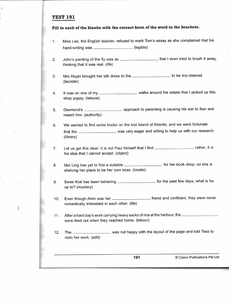 English o Level Part of Speech Test | PDF