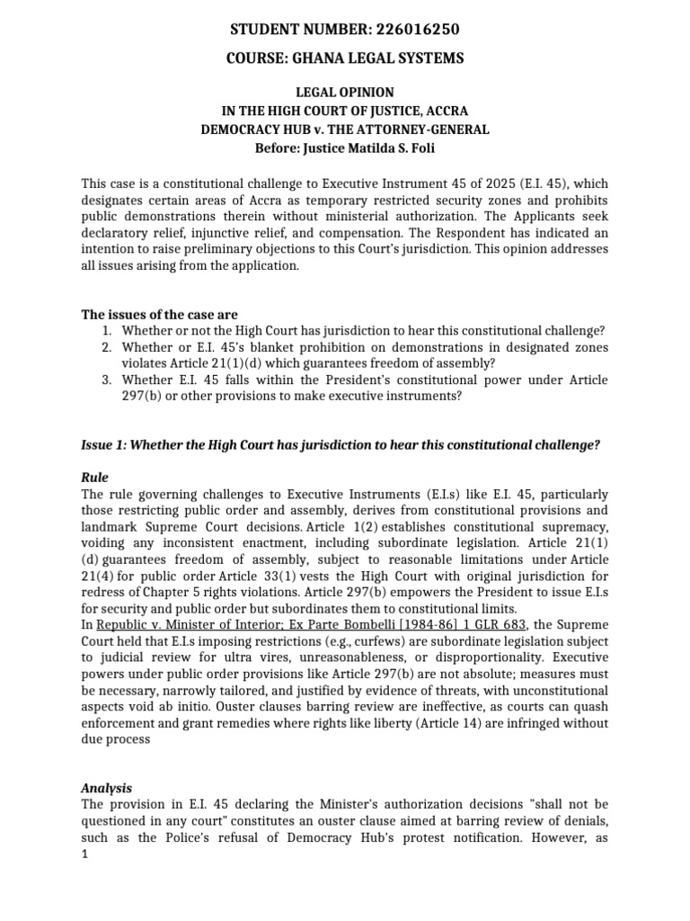 Ghana Legal Systems Assisgnment Nov 2025 | PDF | Common Law | Political ...