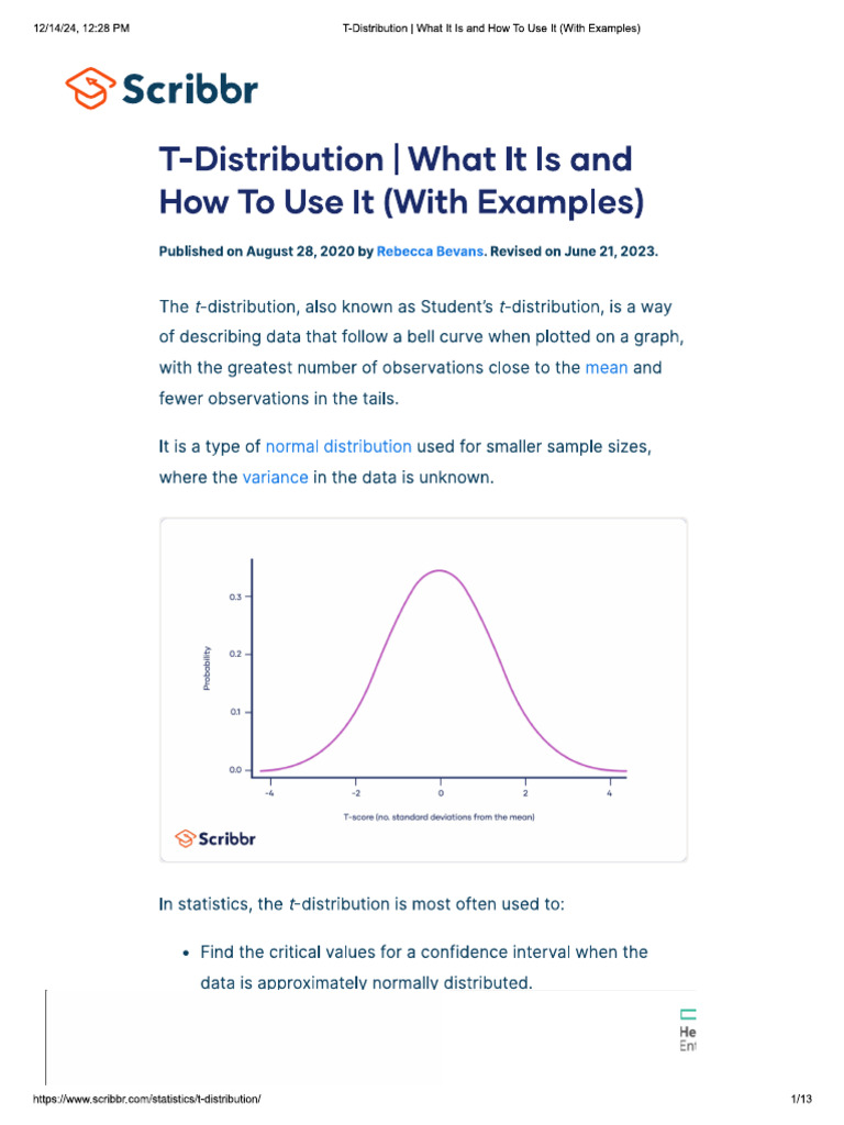 T Distribution | PDF