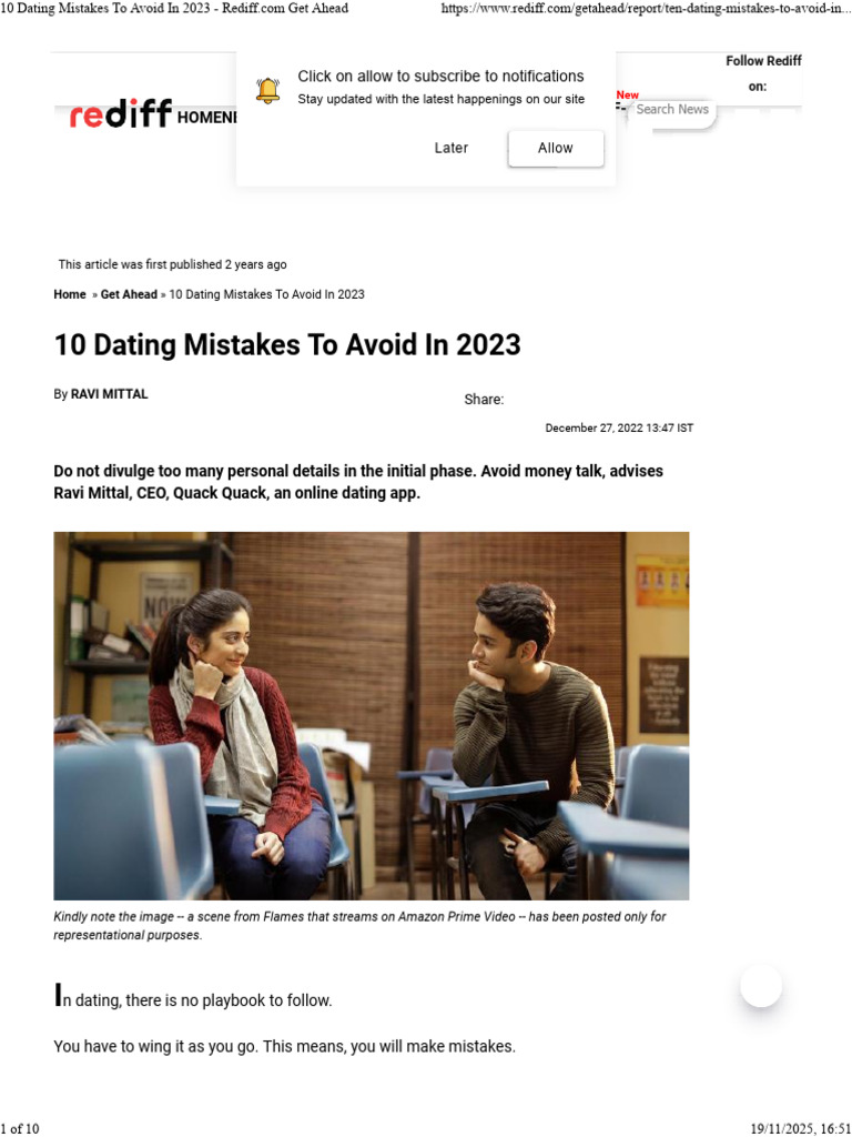 10 Dating Mistakes To Avoid in 2023 - Rediff - Com Get Ahead | PDF