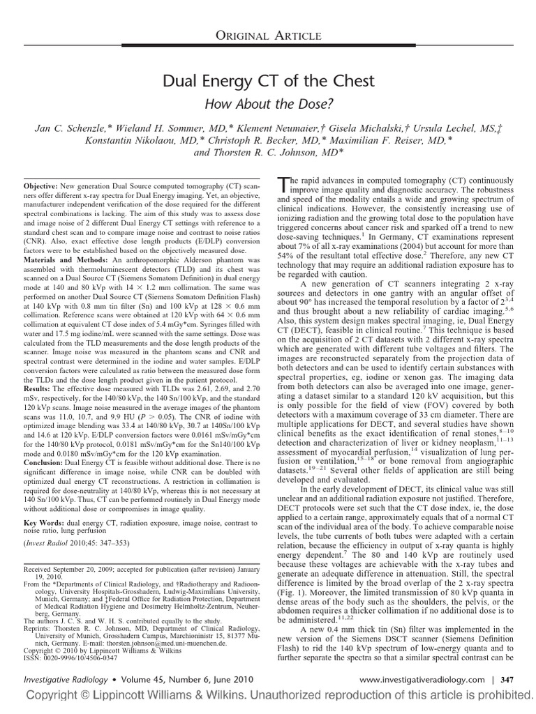 Dual Energy CT: Dose and Image Quality | PDF | Ct Scan | Radiography