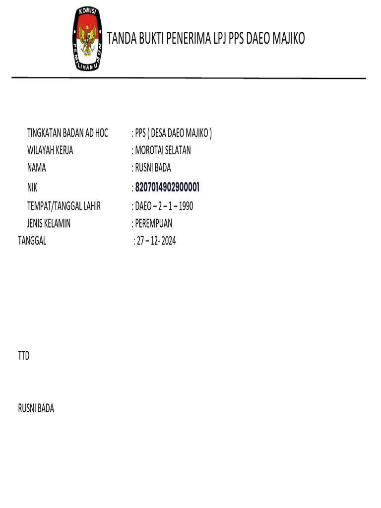 Tanda Bukti UvdV93iVdCfFyKJa40Fc | PDF