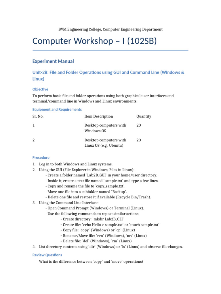 File and Folder Operations Lab Guide | PDF