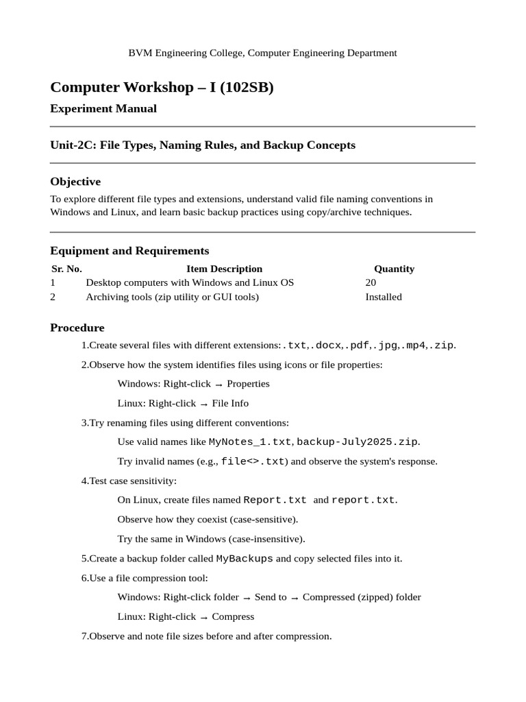 102SB Experiment Unit-2C | PDF | Zip (File Format) | Computer File